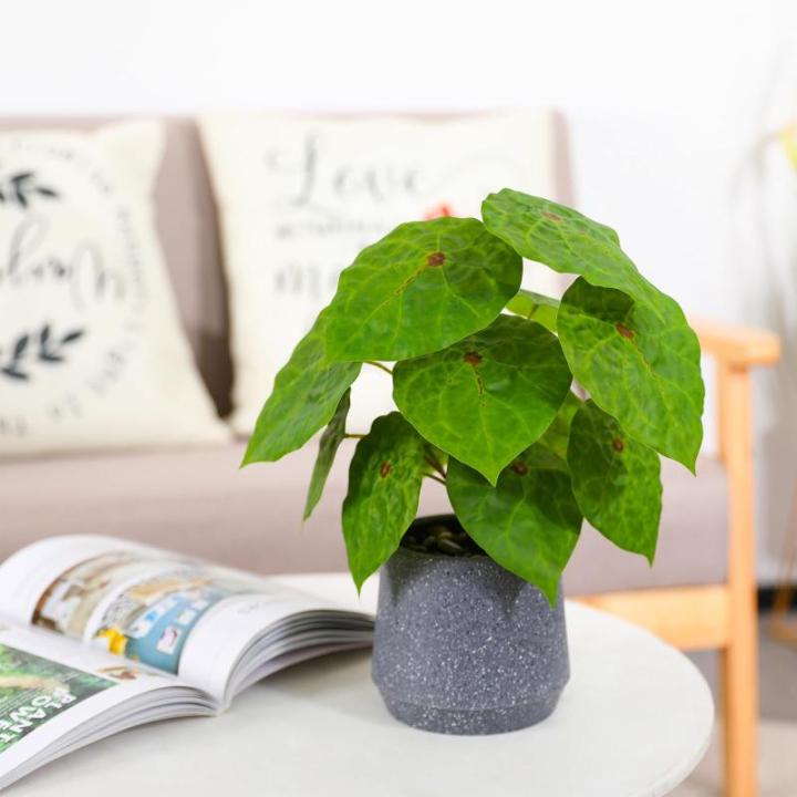 Kunstgroene plant in pot, kunstmatige vetplanten, planten in pot, 32 cm, grote groene kunstmatige plant, groen blad voor thuis, bureau, woonkamer, decoratie