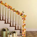 Simuliertes Ahornblatt Rattan Blumengirlande Deko Blumenranke Künstliche Pflanzen Hängend für Halloween Weihnachten Thanksgiving Hochzeit Party Dekorationen Wanddeko