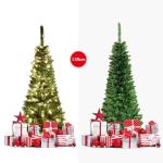 Kerstboom met warmwitte ledverlichting, kunstkerstboom met klapsysteem en metalen standaard, pvc-naalden, kunstboom, kerstgroen, 135 x 200 x 225 cm