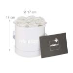Rozenbox rond, 8 rozen, stabiele bloemenbox wit, 10 jaar houdbaar, cadeau-idee, decoratieve bloemenbox, wit