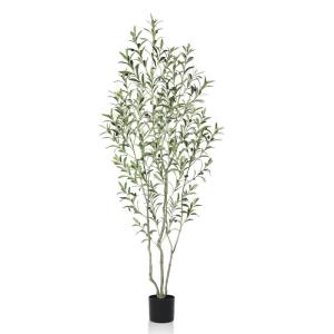 Kunstolijfboom, 180 cm, kunstplant olijfboom met natuurlijke houten stam en levensechte vruchten voor thuis- en kantoordecoratie, grote voor binnen, 1 verpakking