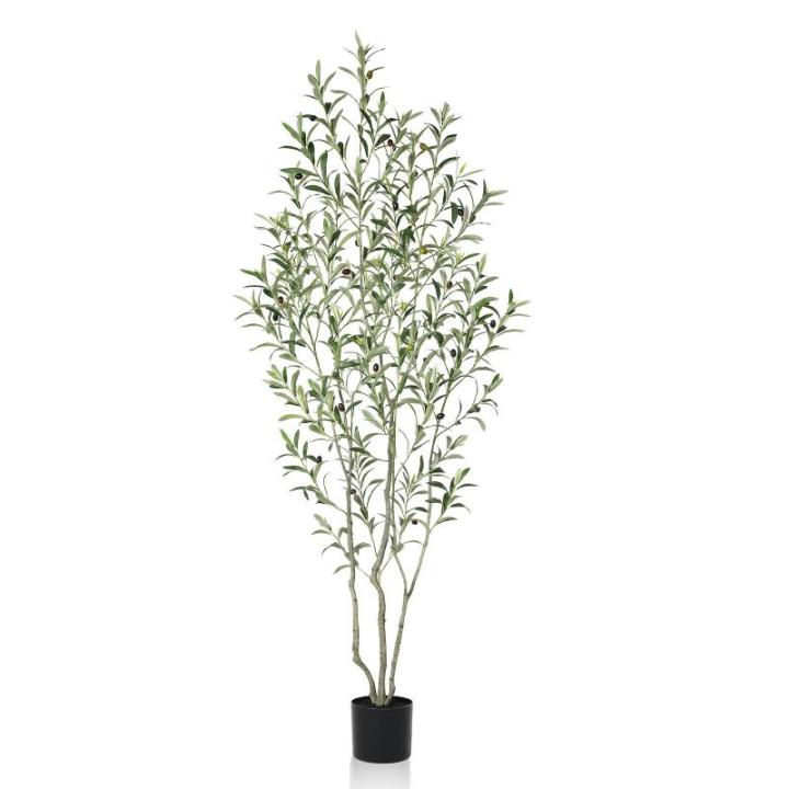 Kunstolijfboom, 180 cm, kunstplant olijfboom met natuurlijke houten stam en levensechte vruchten voor thuis- en kantoordecoratie, grote voor binnen, 1 verpakking