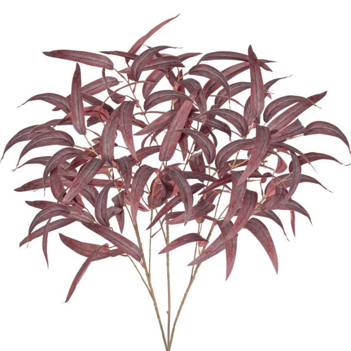 Künstliche Eukalyptusstiele, 86 cm langer Stiel mit rosig-braunen Eukalyptusblättern, künstliche Seiden-Eukalyptuszweige, künstliches Grün für Blumenarrangement, Zuhause, Bü