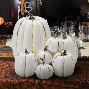 Herbstkürbisse, 7 Stück Künstliche Kürbisse, Schaumstoff, Herbstkürbis für Ernte, Herbs_t, Tisch, Zuhause, Garten, Erntedankfest, Halloween, Party-Dekoration