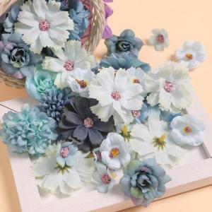 20 stuks kunstrozenkoppen, enkele lange rozen, kunstrozen, kunstrozen voor decoraties met steel, voor bruiloft, feest, thuis, blauw