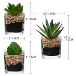 Kunstplant kunstmatige vetplant kamerplant decoratieve woonkamer, badkamer decoratieve plant vetplant, hoogte 10,5 cm, in glazen pot, set van 3