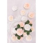 Kunstbloemen, rozen, 25 stuks, kunstrozen met stelen, kunstbloemen, rozen voor bruiloft, thuis, feest, babyshower, Valentijnsdag, decoratie, serie champagnekleur