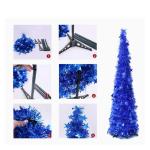Kuaizi Weihnachtsbaum Ornament einziehbare Weihnachten Liefert Wolle Top Christmas Tree Folding Weihnachtsdekor Fit for Home Party Jingxin(1.5M,Blu)