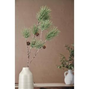 Kerstdennentak, groen-grijs, 87 cm, kunstdennentak met natuurgetrouwe dennenappels en naalden, kerstdecoratie, tafeldecoratie voor Kerstmis, kerststuk