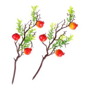 1 Set 2 Stück Simulierte Granatapfelstecklinge Granatapfelstrauß Grüner Dekor Blumenstrauß Künstliche Wandvasen Für Blumen Künstliche Pflanzen Picks Künstliches Grün
