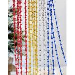 15M Kerstboom kralen guirlande Kerstboom ornamenten kralen lint | Kraaldiameter 8mm & 4mm | Kerstboomketting decoratie (rood)
