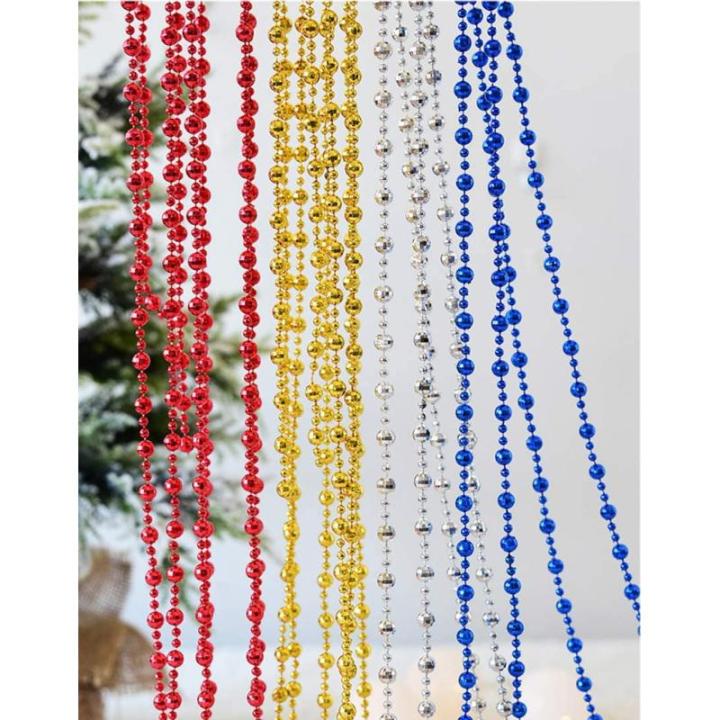 15M Kerstboom kralen guirlande Kerstboom ornamenten kralen lint | Kraaldiameter 8mm & 4mm | Kerstboomketting decoratie (rood)