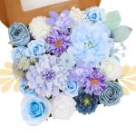 Kunstbloemen combo paarse bloemen mix zijden bloemen dahlia rozen met stelen voor bruiloft, bruidsboeketten, tafeldecoratie, babyshower, bloemstuk, woondecoraties