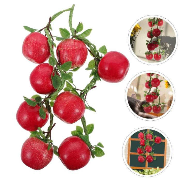 1 Satz Simulation Obst Hängende Schnur Zitronenornament Künstliche Äpfel Zur Lebensechten Dekoration Faux Früchte Stütze Heimdekoration Lehrmodelle Für Obst Ornamente PVC Rot