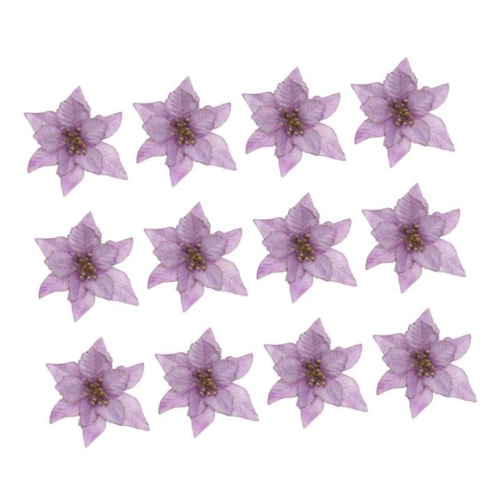 12St Doppelschicht kleine Weihnachtsblume künstliche weihnachtsblumen Blumendekor Weihnachten weihnachtsdeko künstliche blüten Weihnachtsbaumschmuck Party-Requisite Plastik Viol