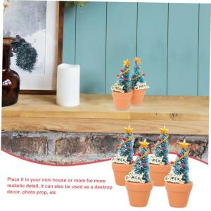 4 Stück Mini-Weihnachtsbaum Mini-Hausverzierung eingetopfter Weihnachtsbaum künstliche weihnachtsbäume Artificial Christmas Tree Desktop-Schmuck künstlicher grüner Baum PP