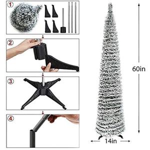 schlanker, zusammenklappbarer weißer Baum, Kleiner pop-up-Weihnachtsbaum für zuhause, geschäft, Feiertags-weihnachtsdekorationen, 1,5 m schneebedeckter Bleistift-Weihnachtsbaum,