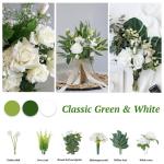 45 Stück Künstliche Zweige & Kunstblumen Wie Echt, Weiß Blumen Blätter Eukalyptus Hortensien Künstlich Dekozweige Kunst Blumen Kunstblumenstrauss für DIY Blumenstrauß Brauts