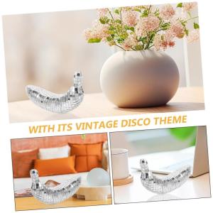 2St Disco-Banane gefälschte Banane Fälschung Disco- Fischernetz-Dekor Boho innerspace The Office dekoring Raffhalter Weihnachten Home Obstfigur Bananenstütze Schaum Silver