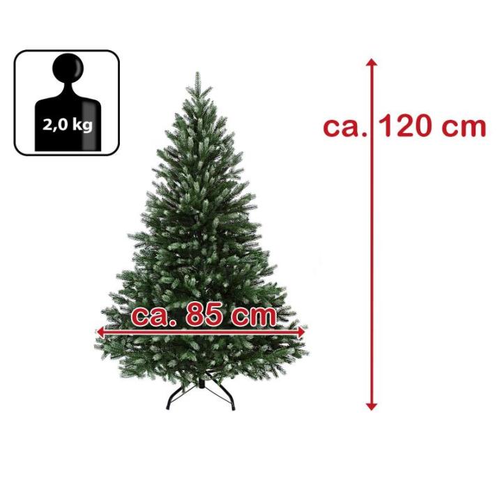 Kerstboom Luxe 120 cm donkergroen - poedersuiker Kunstkerstboom PE/PVC Mix Kunstmatige Dennenboom