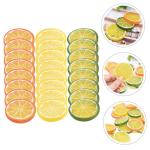 5 Sätze Nachahmung Einer Zitronenscheibe Gefälschte Himbeere Künstliche Zitronenscheiben Dekorationen Künstliche Fruchtscheiben Gemüse Obstscheiben Kalk PVC 24 Stück * 5