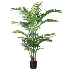 Künstliche Areca Palme 160 cm Fake Palm Tree 17 Stämme Faux Tree für Indoor Outdoor Modern Decor Feaux Dypsis Lutescens Pflanzen im Topf für Home Office (1 Stück)
