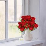Kunstblumen wie Echt Künstliche Pfingstrosen Vintage Blumen Pfingstrosen mit Stielen für Hochzeitsdekoration Brautstrauß Arrangement 24 Stück 0802