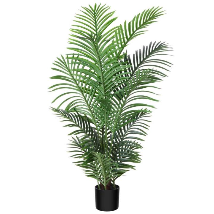 Areca Kunstpalm, 120 cm, in pot, kunstplant, tropisch, Hawaï, groen, voor slaapkamer, kantoor, tuin, bruiloft, party, decoratie (1 stuks)