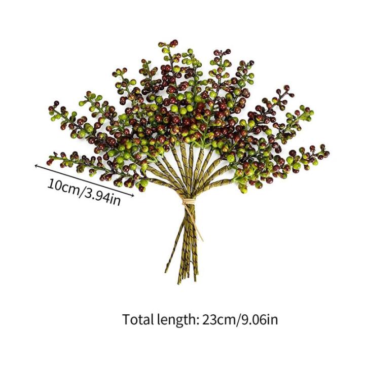 Simulierte Beerenzweige, 12 Stück, Künstliche Beeren, Biegbare Stiele, Zweige, Künstliche Früchte, wasserdichte Beerenzweige für Zuhause, Haus, Küche, Tisch, Korb (D)