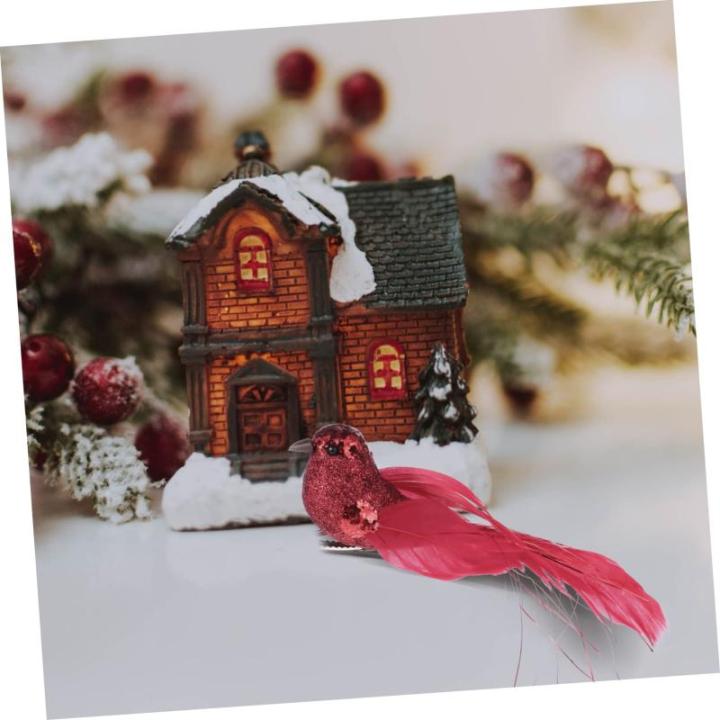 4 Stück Künstlicher Vogel Weihnachtssimulation Vögel Clip Weihnachtsvogel-Clip Vogelschmuck Im Freien Weihnachtsvogelfiguren Hängende Verzierung Der Weihnachtsvögel Schaum Rot