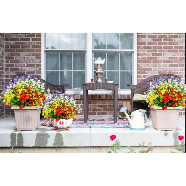 voor buiten, uv-bestendig, kunstplanten, bloemen in grote hoeveelheden voor het ophangen van plantenbakken, buiten, veranda, vaas, thuis, raamdecoratie, 8 bundels