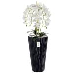 Künstliche Orchidee Kaskaden Blumenstrauß Weiß im Topf Anthrazit H 115 cm Heimbüro Dekoration, Kunstpflanze Orchidee, Kunstblume, Künstliche Orchidee im Topf