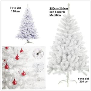 Kunstkerstboom met metalen standaard, spar 120 cm - 210 cm (Wit, 210cm 668Tips)