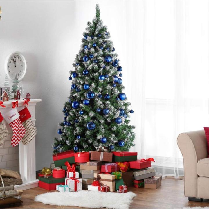 blauwe kerstbalornamenten voor kerstversiering - 36 stuks kerstboom onbreekbare ornamenten met ophanglus voor vakantie- en feestdecoratie (combo van 6 stijlen in 3 maten)