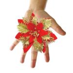 GL-Turelfies 12 STK. Glitzer Weihnachtsblumen (15cm/5,9'') mit 12 STK. Clips Künstliche Weihnachtsstern Blumen Weihnachtsbaum Blumenschmuck Weihnachtsbaum Ornamente (rot)