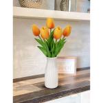 Kunstbloemen kunsttulpen bloemen als echte real touch tulpen, hoogte 30 cm, met vaas van keramiek, decoratieve kunstplant (oranje)