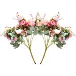 Kunstzijden rozen, 21 bundels , decoratie, kleine boeketten, kunstboeketten, realistisch plastic boeket voor thuis, feest, taartdecoratie