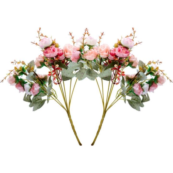 Kunstzijden rozen, 21 bundels , decoratie, kleine boeketten, kunstboeketten, realistisch plastic boeket voor thuis, feest, taartdecoratie