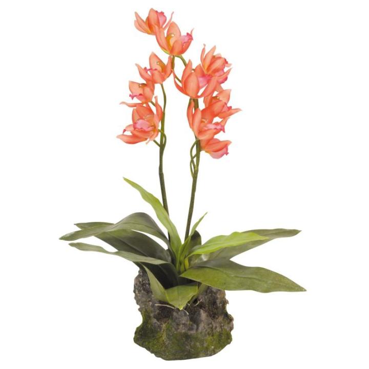 IF-10 Orchidee kunststof plant/plastic plant met voet, groot, zalmrood