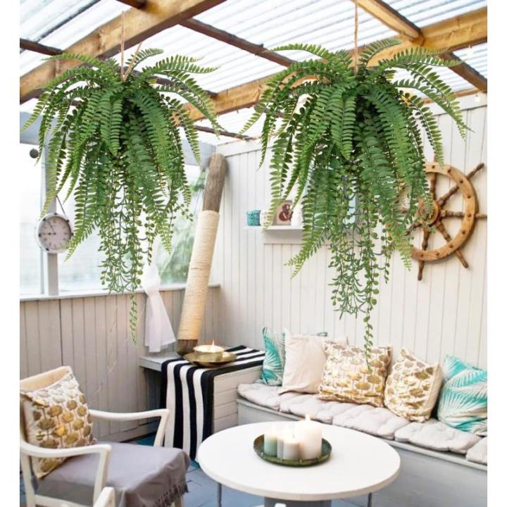 Kunstmatige hangplant van 35 cm met henneptouw, nepplanten, Boston-varen, hangende planten voor binnen, voor thuis, keuken, badkamer, wanddecoraties