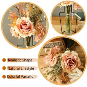 , planten, zijden bloemstukken, bruiloftsboeketten, decoraties, kunststof bloementafeldecoratie voor thuis, keuken, tuin, feestdecoratie (champagne roze roos)