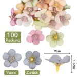 100 stuks decoratieve bloemen, kunstmadeliefjes, diameter 2 cm, mini kleurrijke madeliefjes, bloemkoppen, voor Valentijnsdag, bruiloft, bloemen, om te knutselen, doe-het-zelf decor