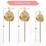 6 stuks Kunstmatige Monstera Bladeren met Lange Stam Tropische Nep Plant Bladeren Schuim Realistisch Goud Faux Monstera Blad voor Bloemstuk Huis Tuin Party Decor, 43x13cm, 40x9,5cm