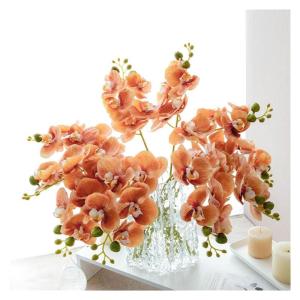 Kunstblumen Leichte, luxuriöse Kunstblumen in Einer Glasvase – orangefarbener künstlicher Blumenstrauß für Klassische chinesische Wohnzimmer-Tischdekoration für jeden Anlass