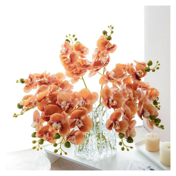 Kunstblumen Leichte, luxuriöse Kunstblumen in Einer Glasvase – orangefarbener künstlicher Blumenstrauß für Klassische chinesische Wohnzimmer-Tischdekoration für jeden Anlass