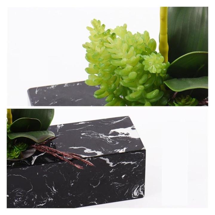 Kunstblumen Künstliche Blumen – Dekoration für Rezeption und Konferenztisch, künstliche Grünpflanzen, Silikon- und Marmorvase – Leichter Luxus für jeden Anlass