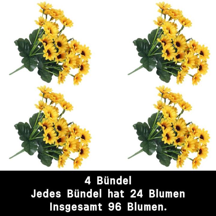 , kunstzonnebloemen, lange steel, zonnebloemen, kunstdecoratie voor buiten, thuis, verjaardag, feest, 96 stuks, geel 1301