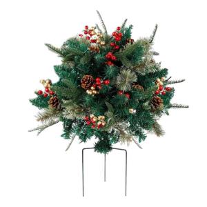Christmas Planter Filler - Holiday Planter Filler | Artificial Pine Trees With Tripod Stake | Small Christmas Tree Realistic Planter Filler | Stable Holiday Home Decor for Porch, D