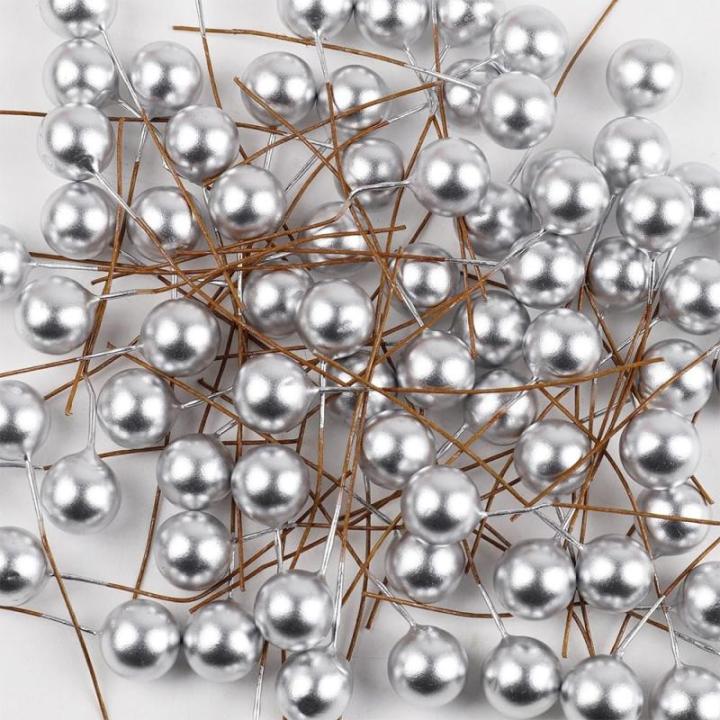 100 Stück Künstliche Beeren 12mm,Dekorative Beerenstiele,Beeren Früchte,für DIY Handwerk Dekoration,Weihnachtsbaum Weihnachtskranz Tischdeko,Hochzeit,Home Decoration,Silber