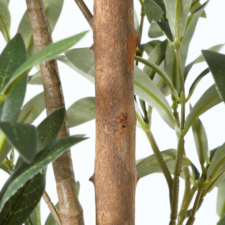 Kunstmatige olijfboom, 150 cm, grote kunstplant met natuurlijke houten stam en vruchten, kunstmatige olijfboom in pot, voor huis, slaapkamer, kantoor, tuindecoratie (1 stuks)